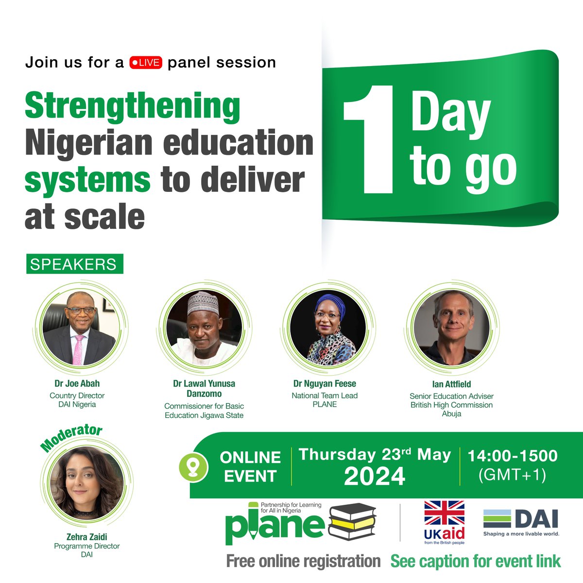 Just 1 day left! To attend our live panel session this Thursday at 2pm, you can still register here:🔗bit.ly/3QHOzNO. Hear experts discuss how systems strengthening in #Nigeria is enhancing access to quality education. Don’t miss out! #EWF2024 #EducationForAll #SDG4