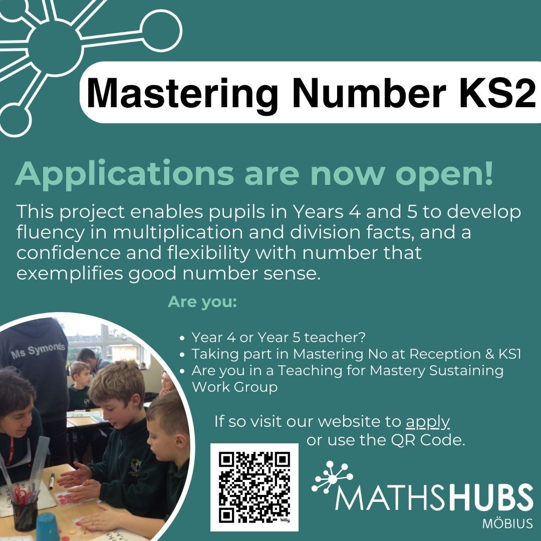 📢 Mastering Number KS2 Applications Open! 🎉 This project helps Years 4 & 5 pupils develop fluency in multiplication & division facts, building confidence and flexibility with numbers. 🌟 Find out more: buff.ly/3Kaa6L4 #MathFluency #NumberSense #KS2 #PrimaryMaths