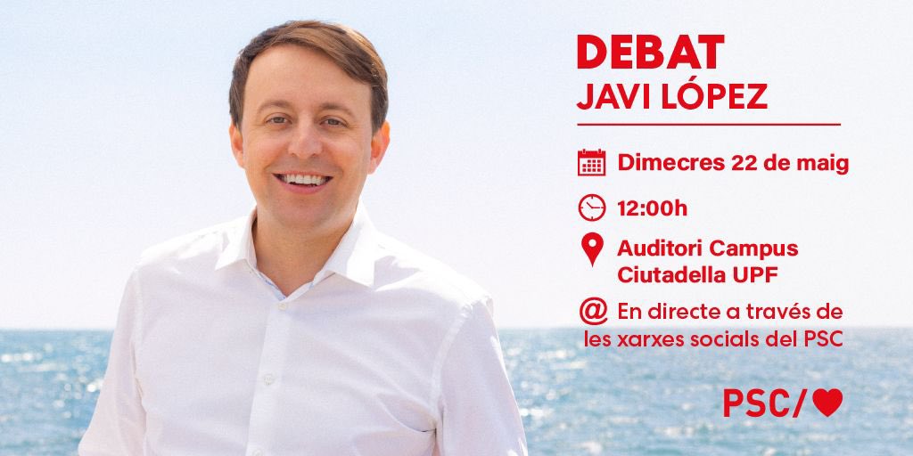 🗣️ Avui a partir de les 12:00 participo al debat de les Eleccions Europees organitzat per <a href="/debat_org/">deba-t.org</a>, <a href="/jefcatalunya/">JEF Catalunya 🇪🇺</a> y <a href="/eusociety_/">European Union Society</a> a la <a href="/UPFBarcelona/">UPF Barcelona</a>. 

▶️ Podeu seguir-lo en directe també en aquest enllaç: youtube.com/watch?v=3Uee_t…

#MésEuropa