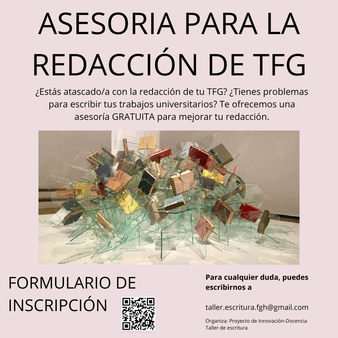 ¿Estas atascado/a con la redacción de tu TFG? ¿tienes problemas para escribir tus trabajos universitarios? Te ofrecemos una asesoría GRATUITA para mejorar tu redacción. 📑

Inscríbete: docs.google.com/forms/d/e/1FAI…