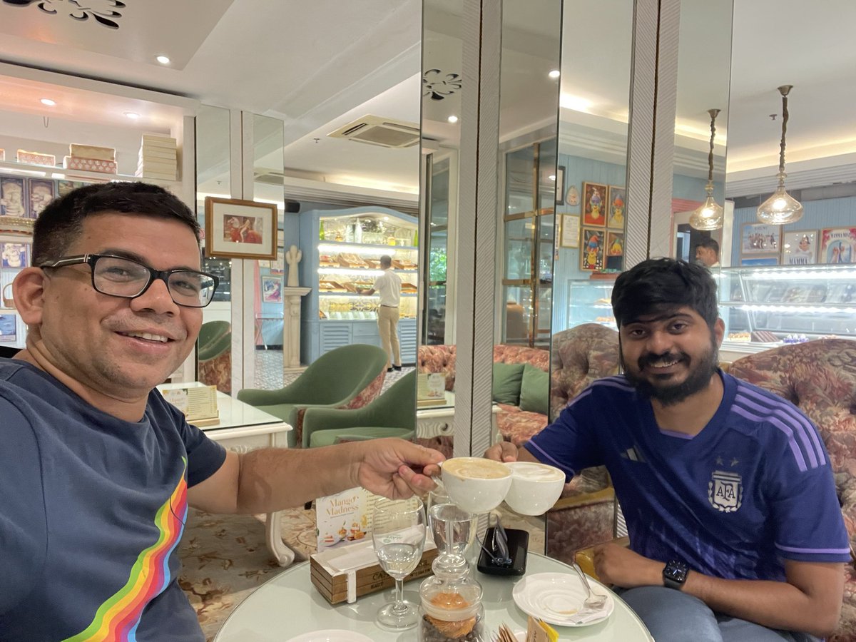 Enjoying breakfast & coffee ☕️ with my young friend Baibhav ❤️@ Mayfair #Bhubaneswar , diving into everything from politics to stocks to cars and beyond. 

Always a blast with endless topics on the table! ☕🚗📈🗳️

#GoodTimes #BreakfastChats #EndlessConversations
Odisha ❤️