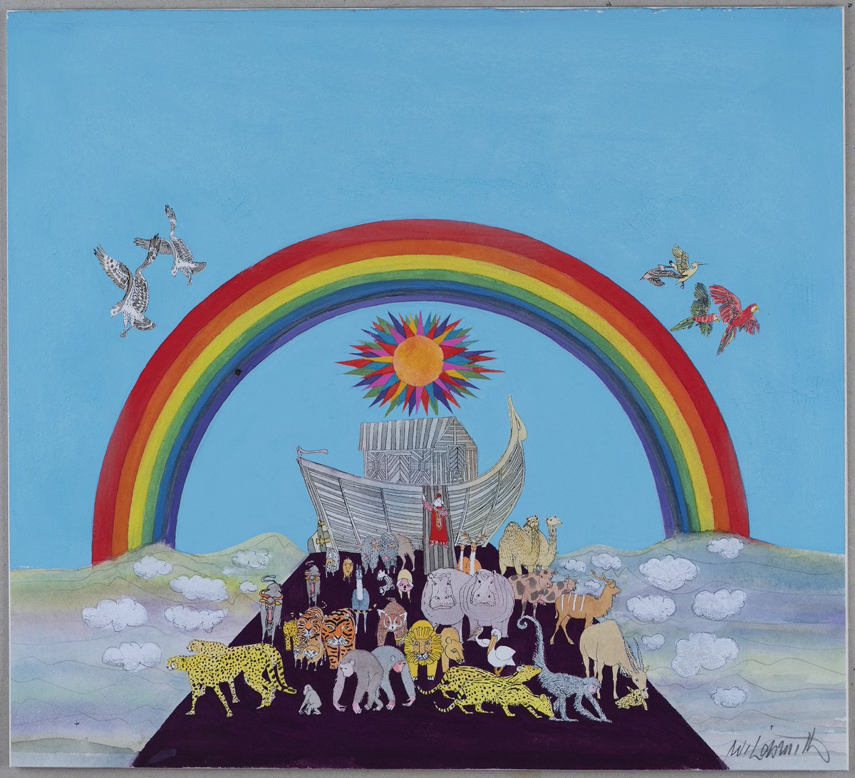 Your #WildsmithWedneday challenge this week is a Wordsearch bit.ly/WildsmithWords… Spend some time looking at 'Finally A Rainbow Appeared' an unpublished piece of art by Brian Wildsmith in the 1990s barnsley-museums.com/wildsmith