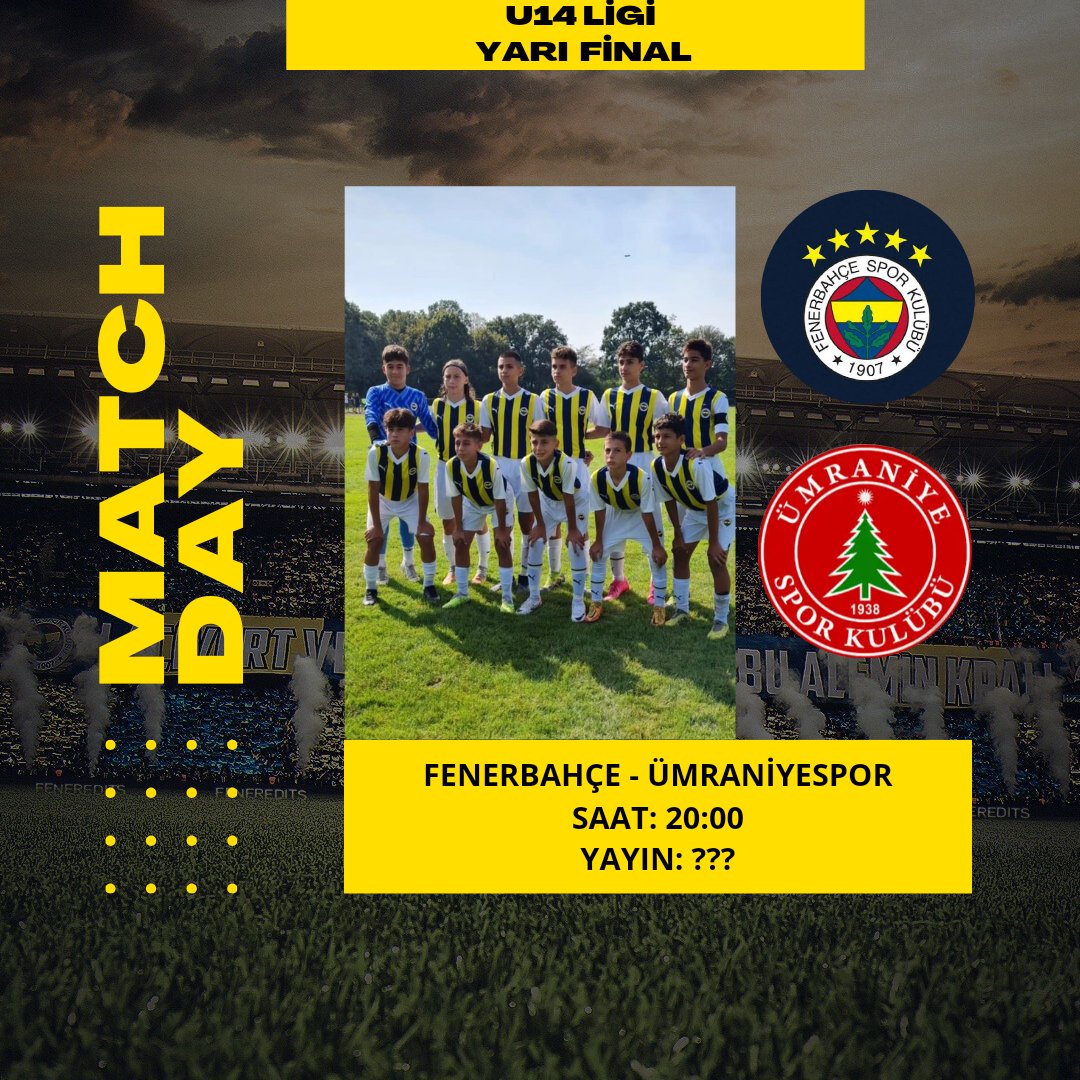 Altyapıda Bugün| 📢 U14 Ligi Yarı Final 🆚 Ümraniyespor 🕛 20:00 🖥 Yok.