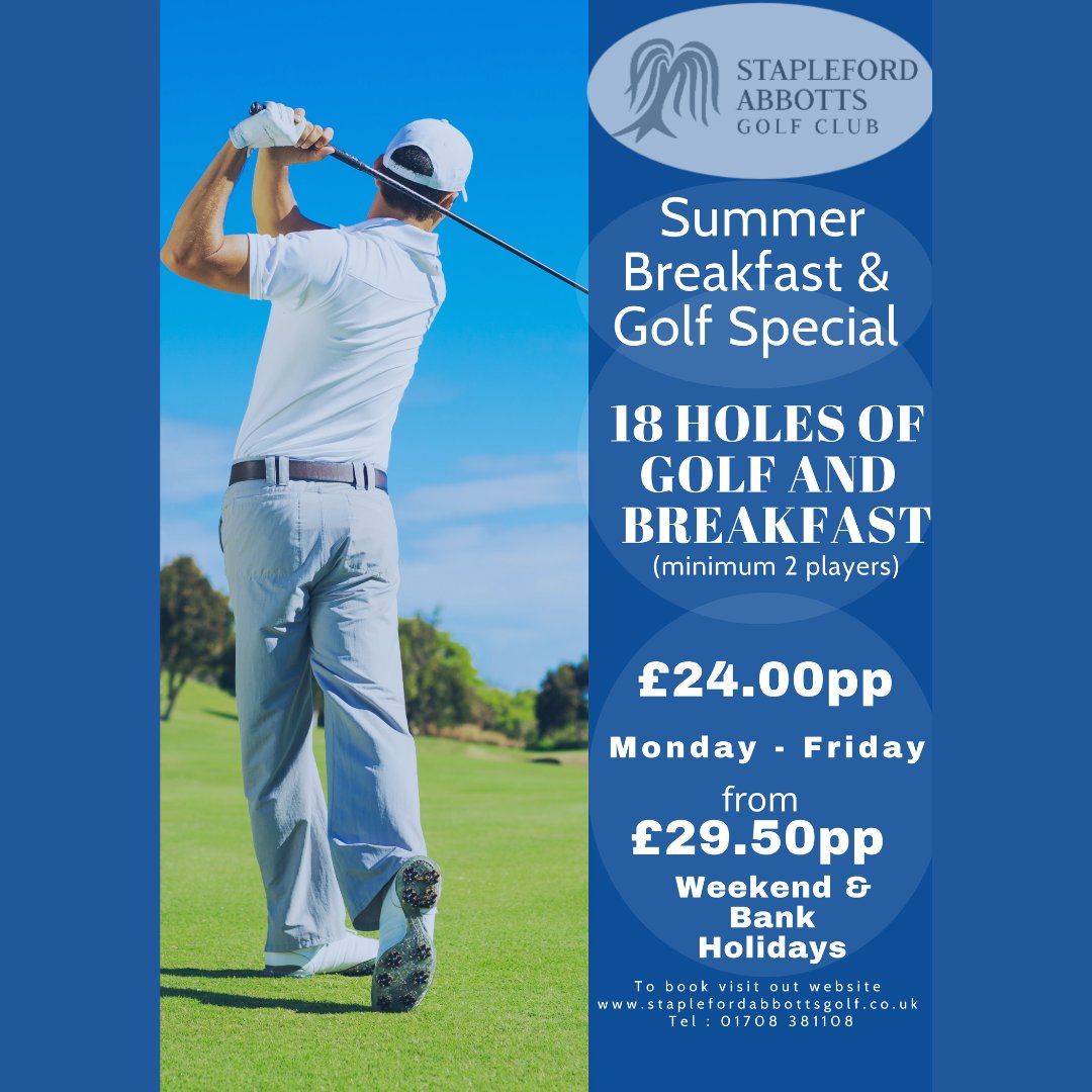 Come and join us for a summer breakfast and golf special. 18 holes of golf and breakfast included. Email us at info@staplefordabbottsgolf.co.uk, visit our website or call the club at 01708 381108 for more details. #essex