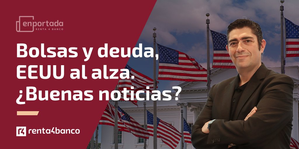 Renta4's tweet photo. [EN PORTADA] 🆕 21/05/2024

Las bolsas suben, pero la economía se frena. Deuda de EE.UU. roza $34.7B. Nvidia es clave. GameStop y las acciones meme. Descubre más en el boletín técnico de Renta 4, el  En Portada junto a @Flatienda . 

¡NO TE LO PIERDAS! ➡️ https://t.co/fq585v0oPb https://t.co/XIaeH8m1KY