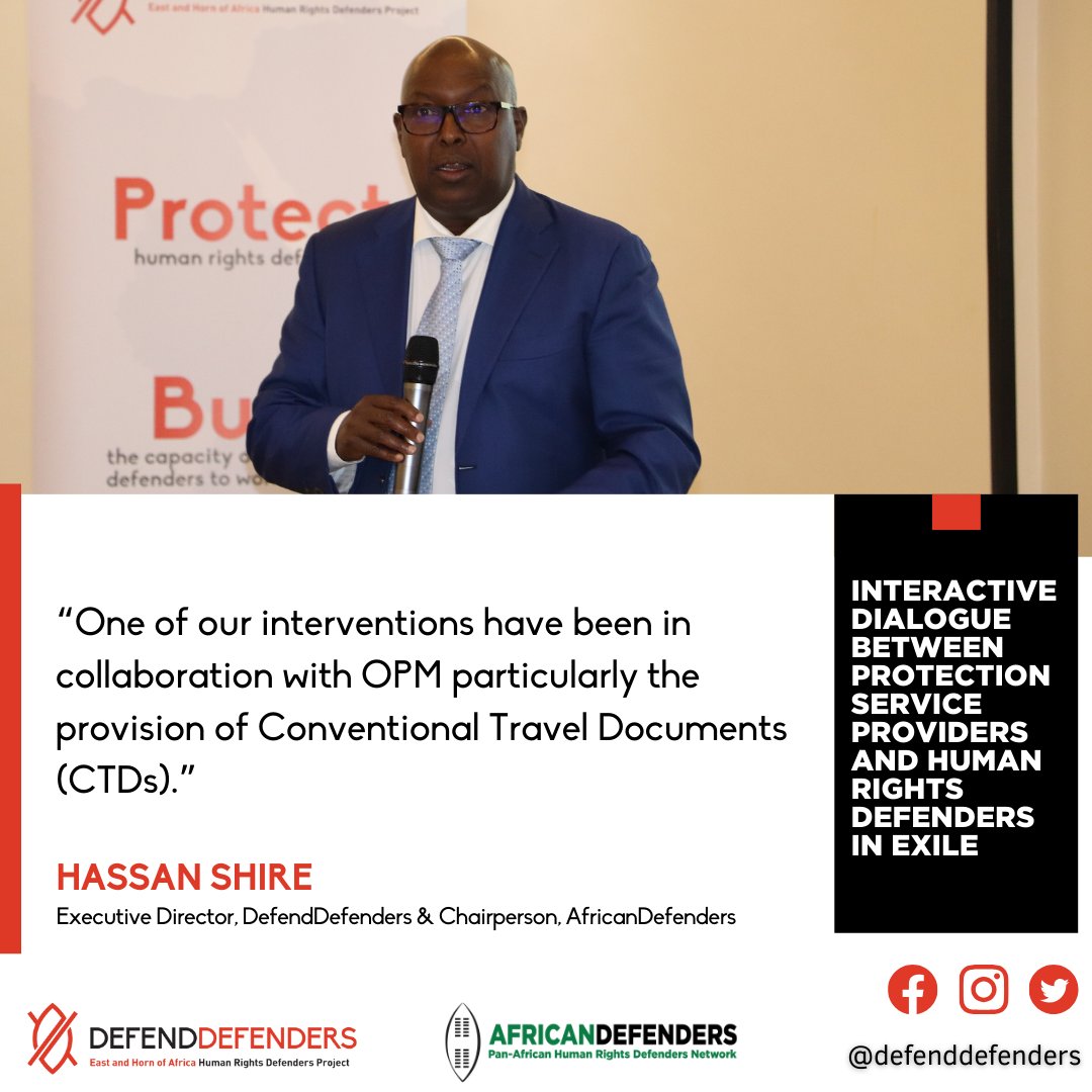 In his keynote address, our Executive Director,@Hassan_shire, shared his personal journey as a refugee and emphasised his unwavering commitment to protecting exiled HRDs and advancing universally recognised rights and freedoms. #HumanRights #ProtectExiledHRDs #safebutnotsilent