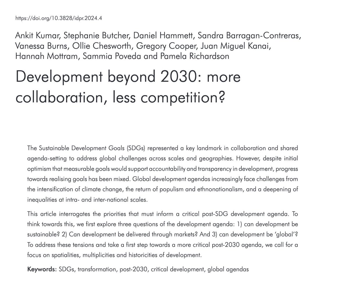 The Urban Institute (@urban_inst) on Twitter photo Development beyond 2030: more collaboration, less competition? New OA paper by co-authored by our <a href="/ideatingenergy/">Ankit Kumar</a> and <a href="/miguel_kanai/">Dr Miguel Kanai</a> with colleagues out now. In International Development Planning Review. Read here: liverpooluniversitypress.co.uk/doi/full/10.38… Development beyond 2030: more collaboration, less competition? New OA paper by co-authored by our <a href="/ideatingenergy/">Ankit Kumar</a> and <a href="/miguel_kanai/">Dr Miguel Kanai</a> with colleagues out now. In International Development Planning Review. Read here: liverpooluniversitypress.co.uk/doi/full/10.38…