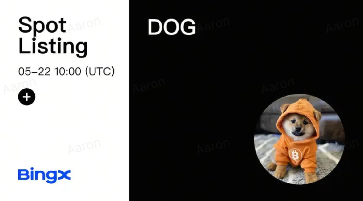 BingXOfficial's tweet photo. 📢 DOG•GO•TO•THE•MOON(DOG) Coin Will Be Listed on BingX Spot

Deposit: 2024-05-22, 09:00 (UTC)
Trading: 2024-05-22, 10:00 (UTC)
Withdrawal: 2024-05-22, 10:00 (UTC) 

https://t.co/xccPe0T866 https://t.co/QqSDJpaRwK