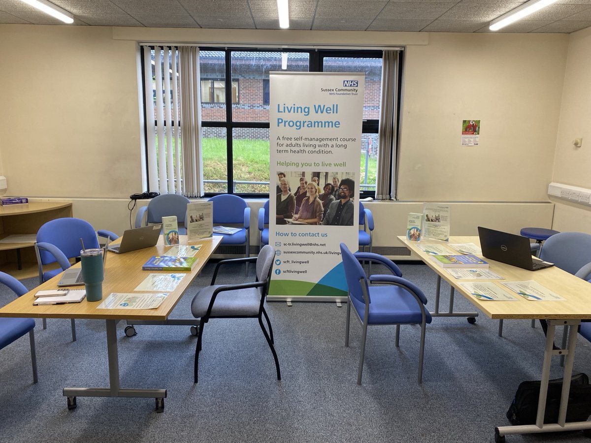 All ready for our drop-in session at Horsham Hospital today, 10am - 12pm.
If you're a Healthcare Professional come & find out about our service, course, digital innovation project & how we might be able to work together.
Wheelchair Services, Meeting Room 1 - we have biscuits!