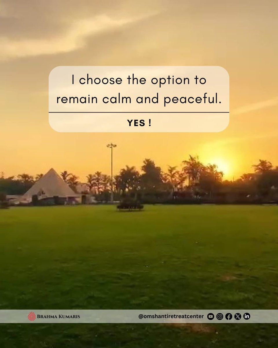 Amidst chaos, let’s choose serenity. Follow us @OMSHANTIRETREAT for daily wisdom! #PeacefulMind #CalmAmidstStorm #peace #omshanti #brahmakumaris #omshantiretreat