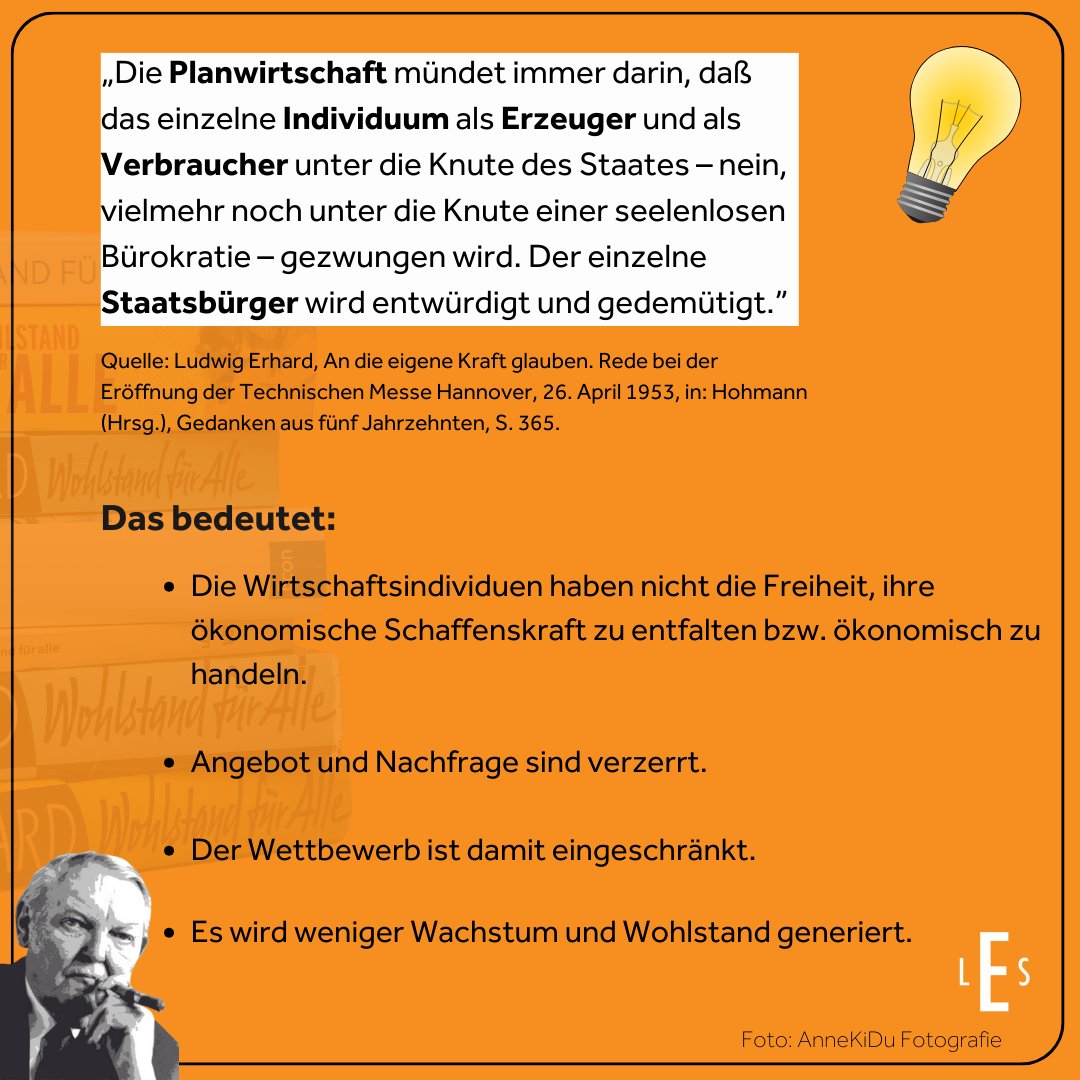📚In der heutigen Ausgabe von “Erhard's WirtschaftsABC” geht es um Planwirtschaft. 🤔Was genau Ludwig Erhard zum Thema Planwirtschaft zu sagen hatte könnt ihr unten nachlesen!