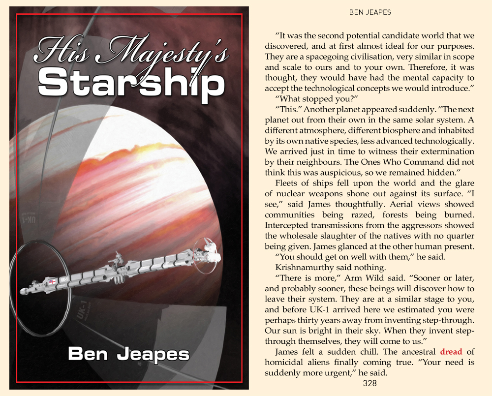 It's Book Quote Wednesday and the word is DREAD. The mystery of why the First Breed want to do a deal with the humans, of all people, is finally revealed. #bookqw #spaceopera #aliens benjeapes.com/index.php/nove… Hear me read a longer extract at benjeapes.substack.com