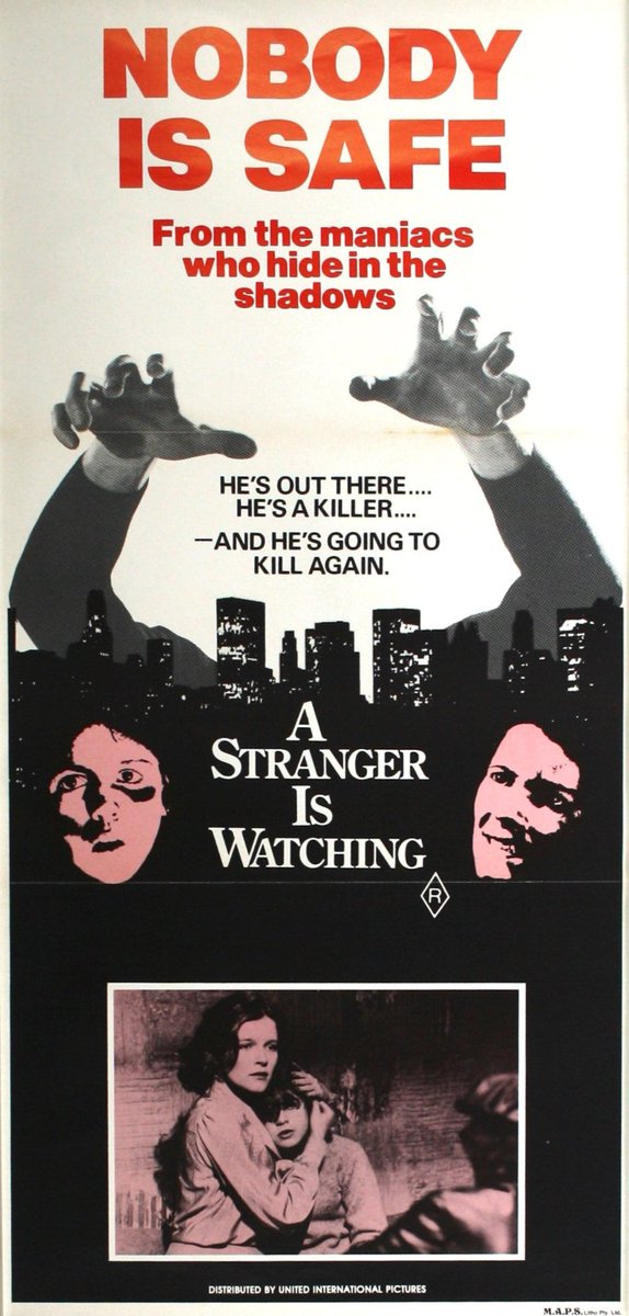 Australian film poster for #AStrangerIsWatching (1982 - Dir. #SeanSCunningham) #KateMulgrew #RipTorn #JamesNaughton