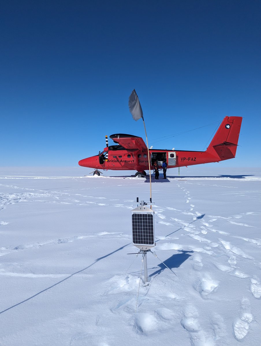 Each year, an engineer and a glaciologist (me!) travel out to the 13 GPS stations across the Brunt to service and raise them up so they don't get buried. This is the Adios that we raised last year that is now beginning its journey into the Weddell Sea on board A83.