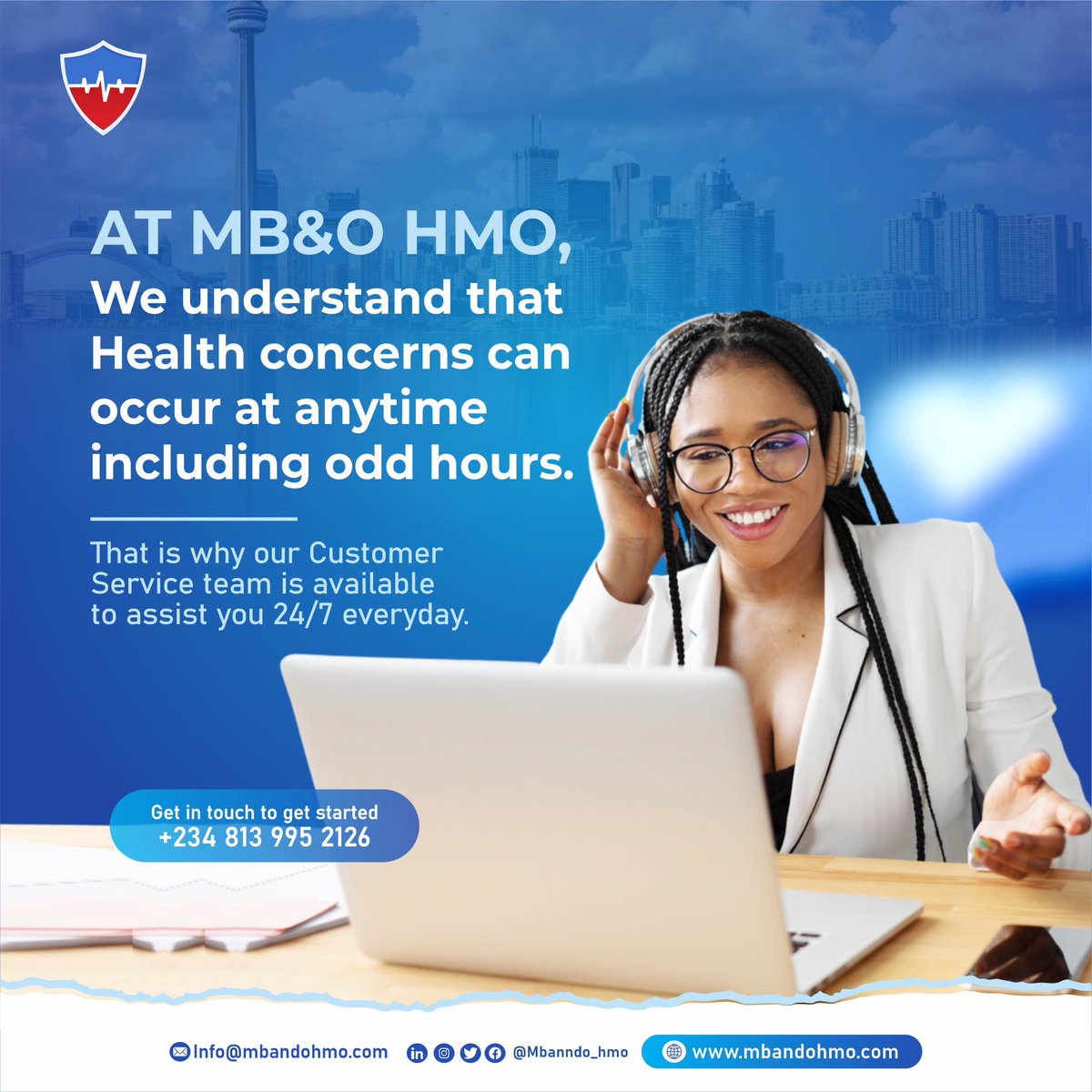 mbando_hmo's tweet photo. AT MB&amp;O HMO, We understand that Health concerns can occur at anytime including odd hours. 
That is why our Customer Service team is available to assist you 24/7 everyday.
#customerservice #health #247services #mbandohmo #mbandocare #wellness #healthcare https://t.co/XMZPOPZinp