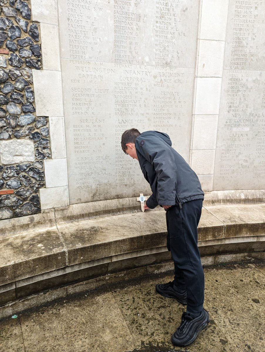 Craig paying his respects to a fallen relative at Tyne Cot yesterday afternoon