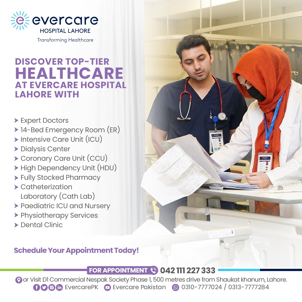 EvercarePK's tweet photo. At #EvercareHospitalLahore, we offer exceptional healthcare services designed with you in mind.

Our expert doctors and cutting-edge facilities ensure you receive the best care possible, whether you need emergency attention, specialized treatment, or routine check-ups. https://t.co/gCquzOafL8