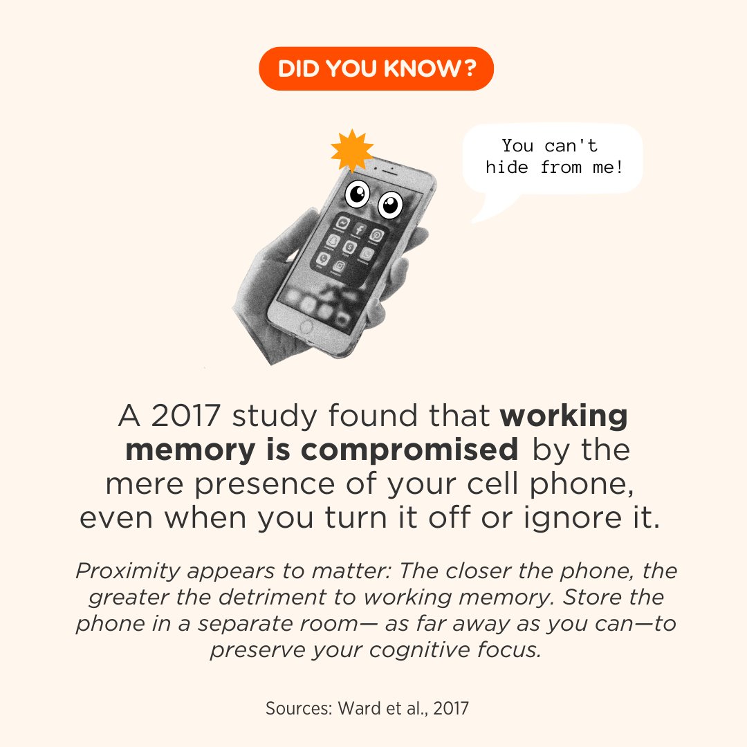 Research says: To preserve your focus, hide your phone! 🧠 📱 Watch our video, 'Optimizing Working Memory in the Classroom,' to learn more: edut.to/3VkI9qF