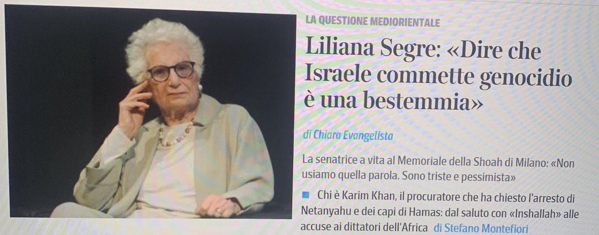 Ovviamente noi ci dissociamo fermamente da chi afferma che #LilianaSegre è vergognosa quando nega che #Israele commette un #genocidio.