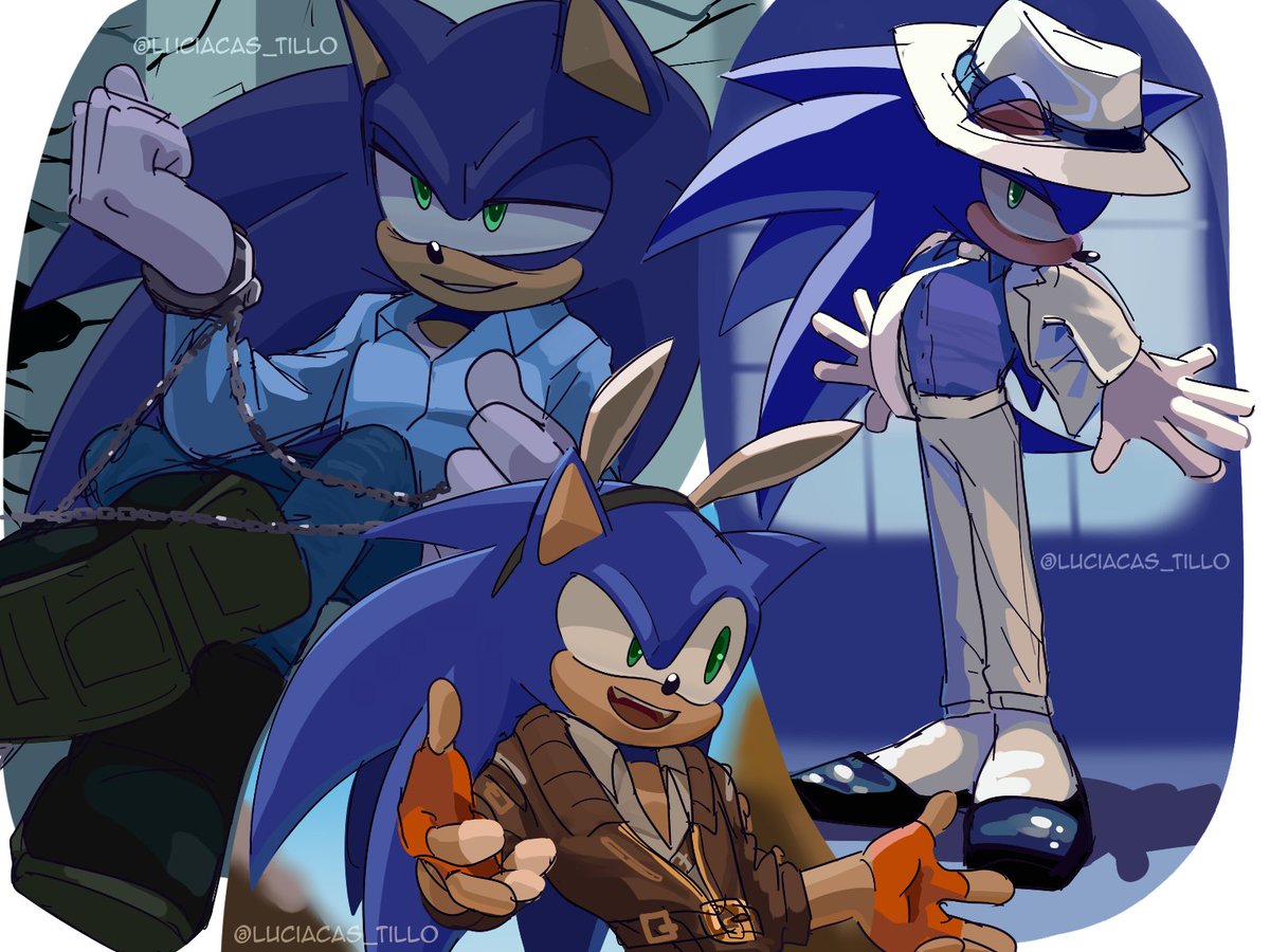 LuciaCas_tillo's tweet photo. AI-generated images of Sonic with Michael's outfits started appearing on Pinterest, so I decided to draw him with my favorites childhood Official Videos 🫶❤️‍🔥#Sonicthehedgehog https://t.co/M0GIIDBXvM