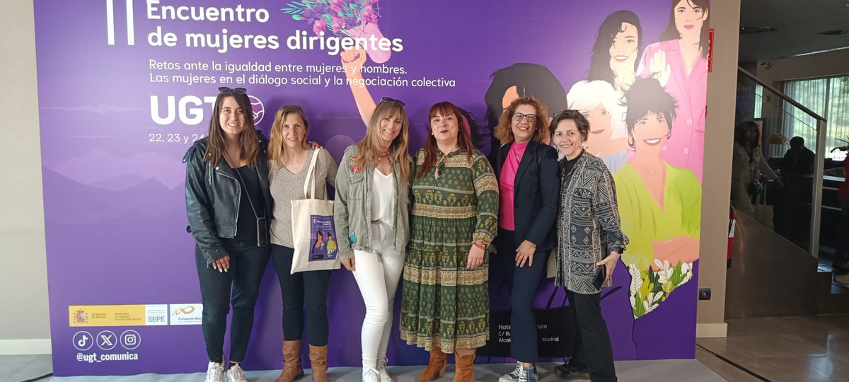 ugtficat's tweet photo. 📢Una delegació de la UGT FICA participa a la 2na trobada de dones dirigents 
🙋🏻‍♀️Abordarem els nous permisos,la violència de gènere al centre de treball, el valor de les cures i com l' intel•ligencia artificial també té un biaix de gènere 
💜Juntes som poderoses https://t.co/WSR3ckI42R