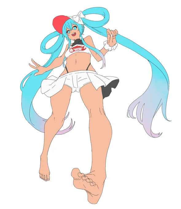 ただいまのお絵描き。レーシングミク 2024 Summer Holiday Ver.途中#一日一裸足絵 
