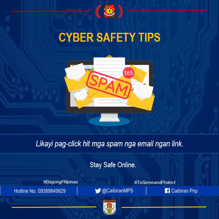 CRIME PREVENTION AWARENESS I Cyber Safety Tips

'Sa Bagong Pilipinas, ang Gusto ng Pulis, Ligtas Ka!'

#BagongPilipinas
#ToServeandProtect
#CaibiranMunicipalPoliceStation