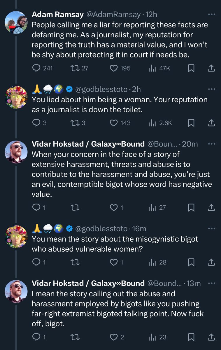 Two blokes here referring to the story of a man who lied to get a job running a women’s rape crisis centre, gaslit vulnerable terrified women - accusing them of being bigoted (like @BoundGalaxy is doing), and refused them support when they requested female-only care workers.