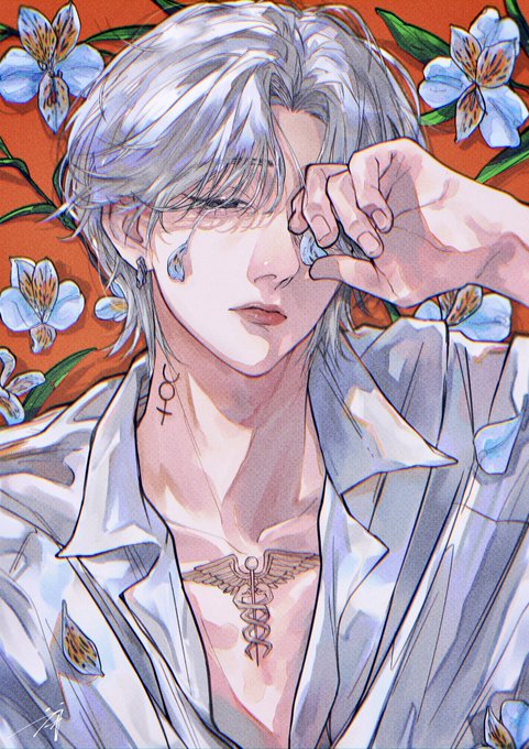 「grey hair necklace」 illustration images(Latest)