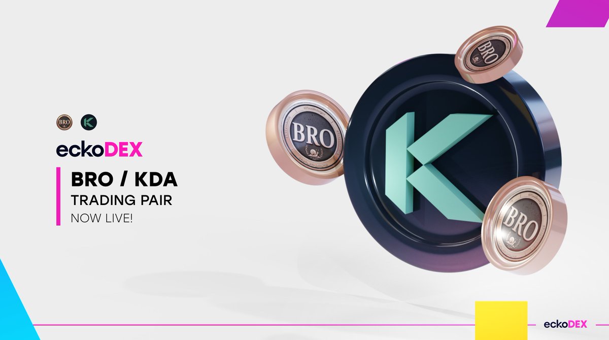 New Listing: BRO / KDA 👥 @thebrothersdao ✅Trading: Open ➡️Details: swap.ecko.finance/?token0=KDA&to… A token-gated DAO community, engaging in critical and relevant topics in the blockchain industry🗣️ $KDA $KDX #NewKadena