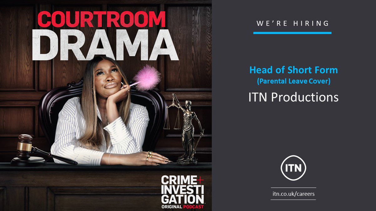 uktvjob's tweet image. *REPOST* We have a really exciting opportunity within ITN Productions as our Head of Short Form. This is a parental leave cover.

#ShortForm #ITNCareers #Production #tvjobs #filmjobs #lovingyourwork