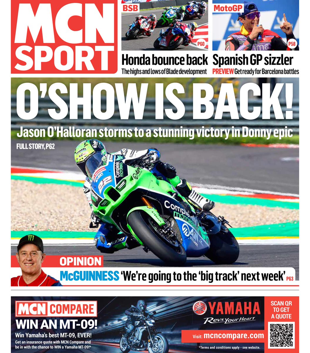 Out now in stores & the MCN App (subscription required) - bit.ly/3ZAhcib - 32-page 2024 @ttracesofficial Preview. - @ohalloran22 puts @cmkawasaki on top at Donington. - @HondaRacingUK's rollercoaster weekend. - @MotoGP Barcelona preview. #MotoGP #IOMTT #DoningtonBSB