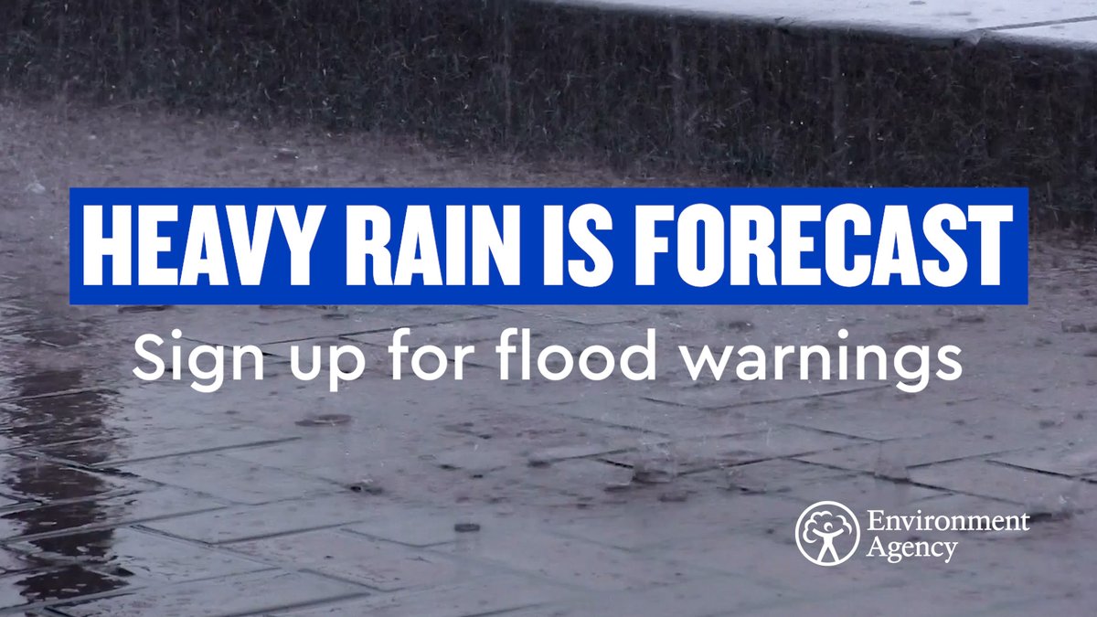 The Met Office has warned of Heavy Rain across the region. 

Be #floodaware and stay safe by signing up to flood warnings here: gov.uk/sign-up-for-fl…