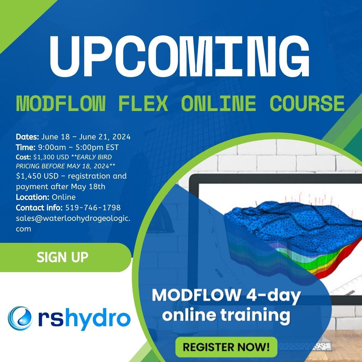 rshydro's tweet image. This 4-day online course covers the complete groundwater modeling process using version 10 of Visual MODFLOW Flex. Enjoy a mix of lectures and exercises focused on a variety of groundwater modeling concepts.

Register: eu1.hubs.ly/H091xJs0

#modflow #groundwater