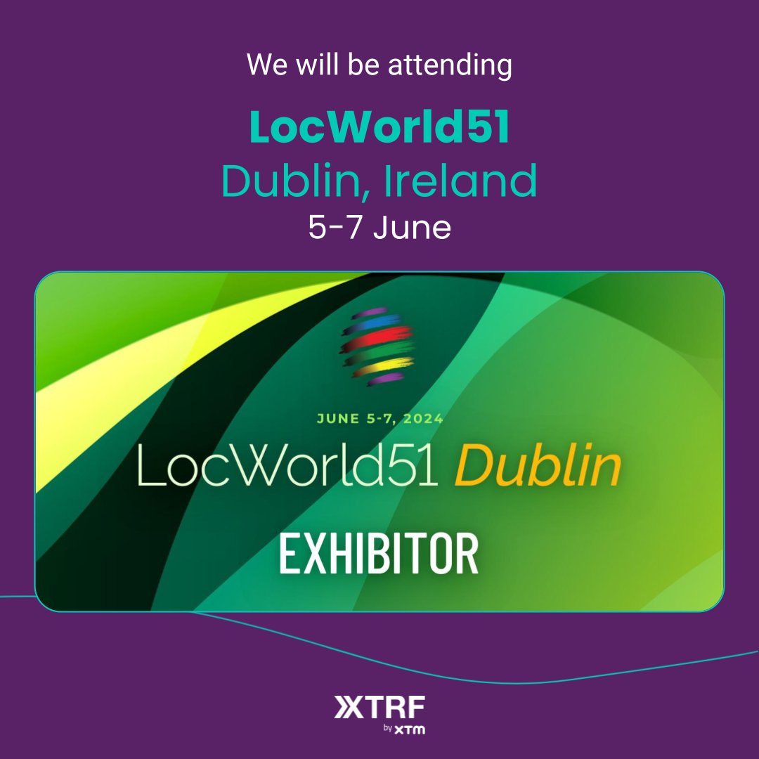 We can't wait to see you all at LocWorld in Dublin in a couple of weeks! 🍀

📅 Schedule a 1:1 meeting with our team members: hubs.la/Q02y4fFK0

and stop by our booth (XTM No. 111) for a chat and to pick up some cool swag to take home.

See you in Dublin!