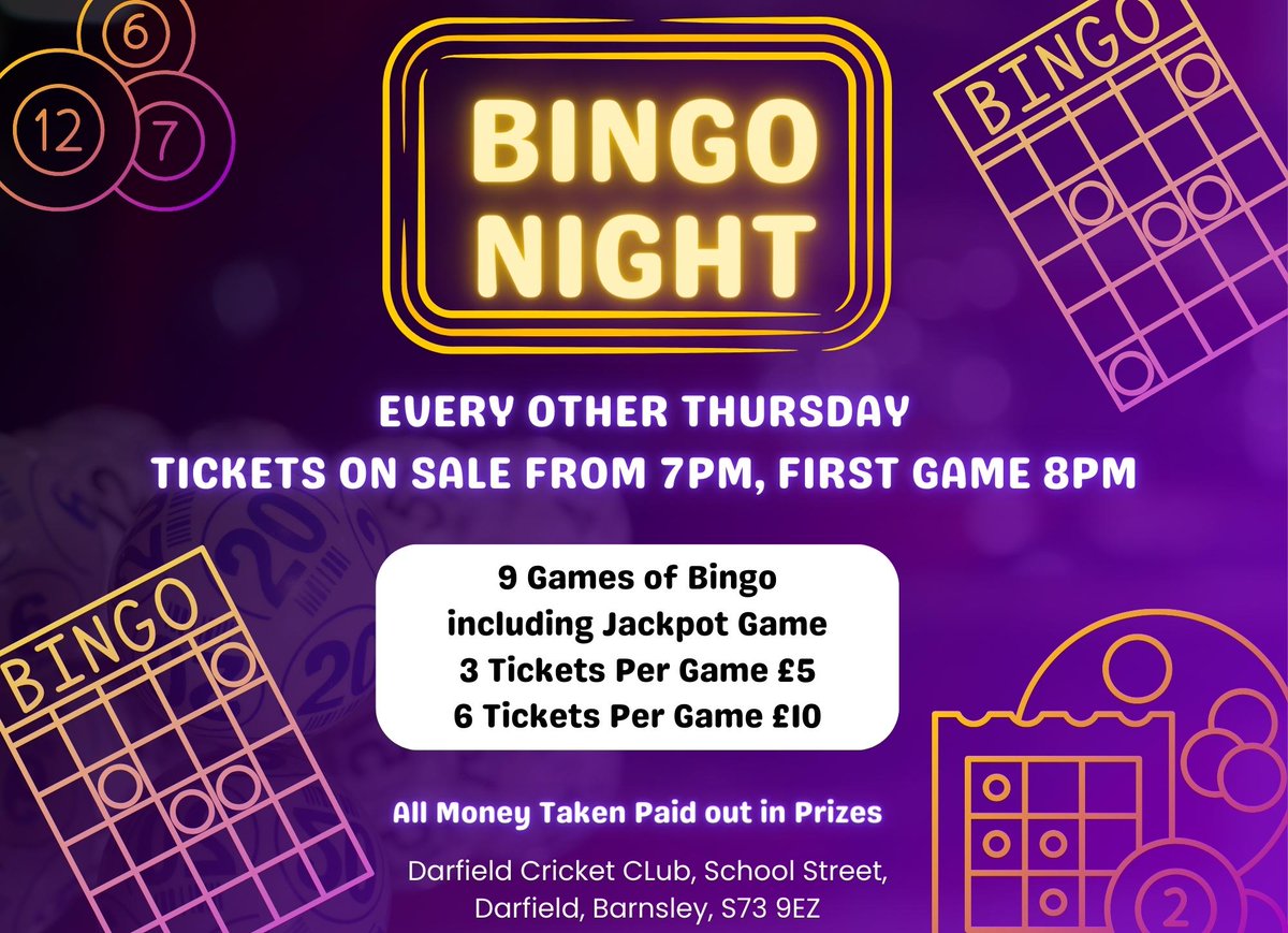 Bingo gets under way at 8pm tomorrow, see you there

#UptheDCC #BingoNight
