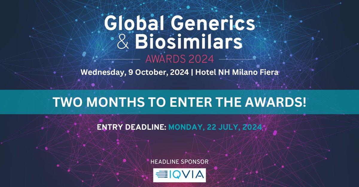 Not long to go! There are just two months remaining to enter the Global Generics & Biosimilars Awards 2024. We will be closing for entries on Monday, 22 July. Visit our website today to read more about the categories and entry criteria. ow.ly/nbVc50RtebY #GGBAwards