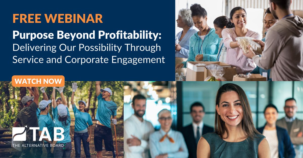 Discover the power of purpose-driven business with Dan Morris of High Point Financial Group. Learn how to leverage community engagement for success. Watch the free BOSS webinar now: thealternativeboard.com/webinar/purpos… #tabboards #businesscoaching #freewebinar
