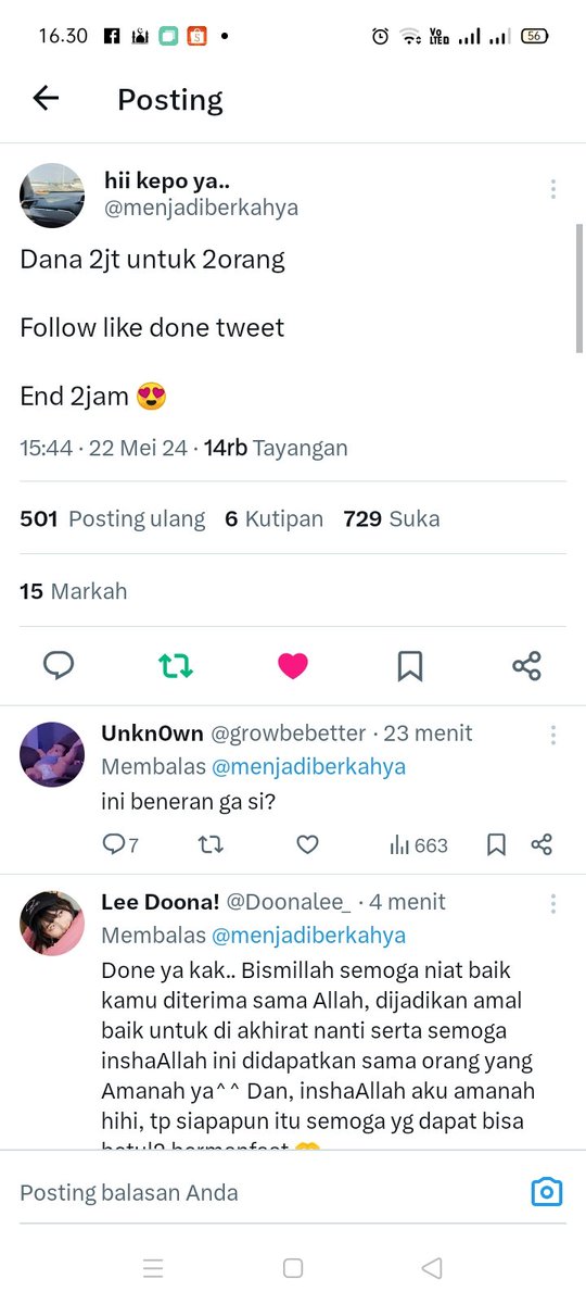 yantii91_'s tweet photo. @menjadiberkahya Done 
Semoga rezeki aamiin 🤲🙏🏻 https://t.co/uLIfXBWvgp