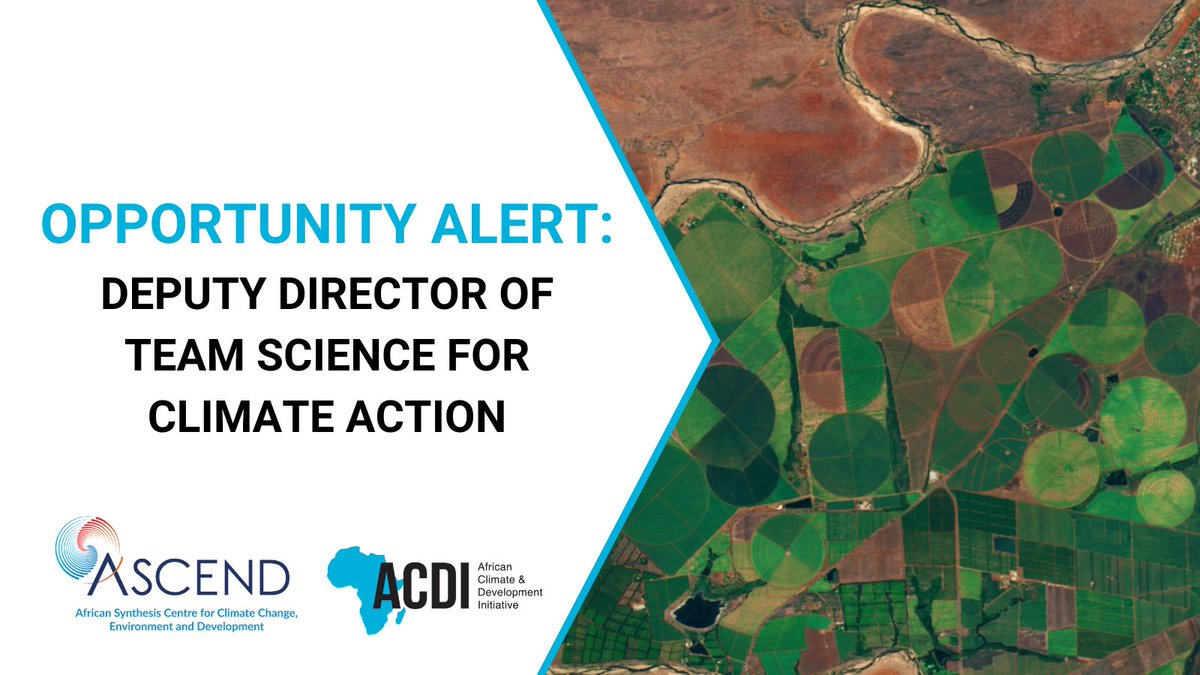 OPPORTUNITY ALERT 📢ASCEND is seeking a Deputy Director of Team Science for Climate Action for appointment as soon as possible 🌍ASCEND is the first #synthesis research centre in Africa focused on #climatechange Read more ➡️rb.gy/r2pcp8