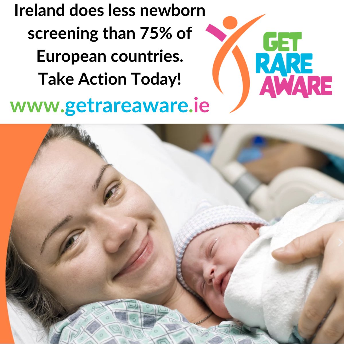 In 5 years, only 1 new newborn screening test was introduced in Ireland. A broader screening program could save more children's lives. Support Rare Diseases Ireland's Get Rare Aware campaign by urging  Oireachtas reps to expand screening.  getrareaware.ie  #GetRareAware
