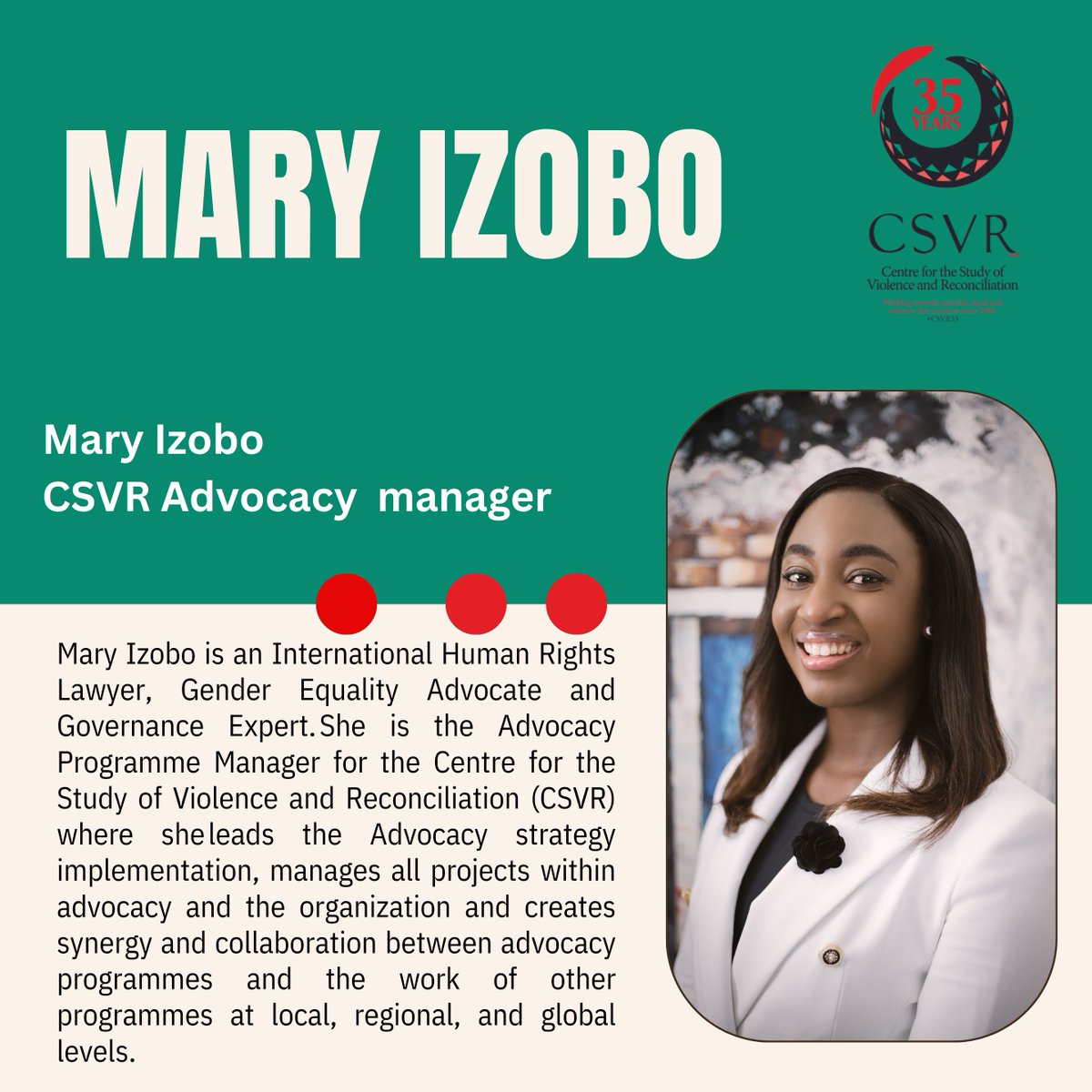 _CSVR's tweet photo. Webinar Invite!!

This webinar aims to highlight CSVR's remarkable journey in understanding violence, healing, reconciling communities, and building sustainable peace in South Africa and beyond. 

🗓️30 May 2024
⏰14:30 - 16:00

Join us on zoom: https://t.co/Sp8ozjTmxk

 #CSVR35 https://t.co/y1o2p69Kuu