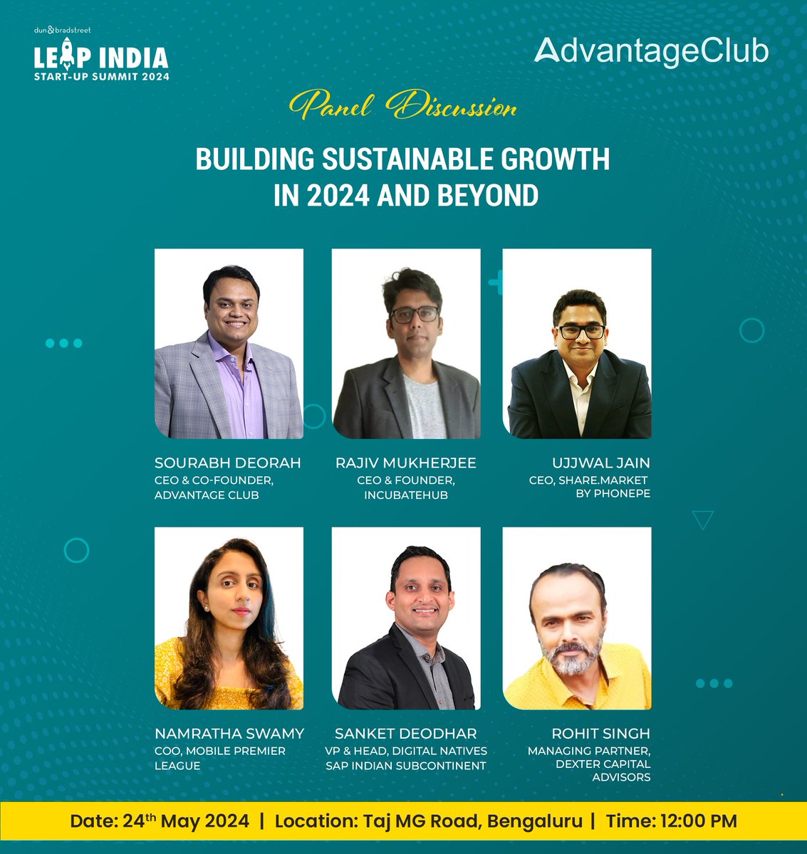 Sourabh Deorah, our Co-Founder & CEO will be joining the panel discussion at @DunBradstreet's #LeapIndia #StartupSummit 2024! 📅 24th May 2024 📍 Taj MG Road, Bengaluru 🕛 12:00 PM The session will focus on 'Building #sustainablegrowth in 2024 and beyond.' Don't miss out!