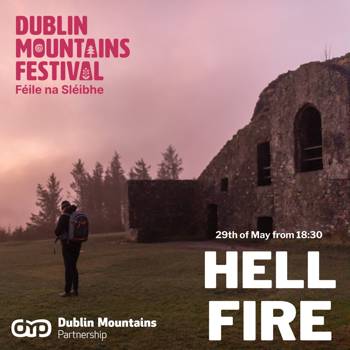 Dublin Mountains Festival: DMP Public Transport Friendly Guided Hike 🥳 Join us for a gently paced hike led by the DMP Volunteer Rangers who will talk about the history of the Hell Fire Club 🔥 📷 by Joe Ladrigan. Full details at dublinmountains.ie #FéileNaSléibhe