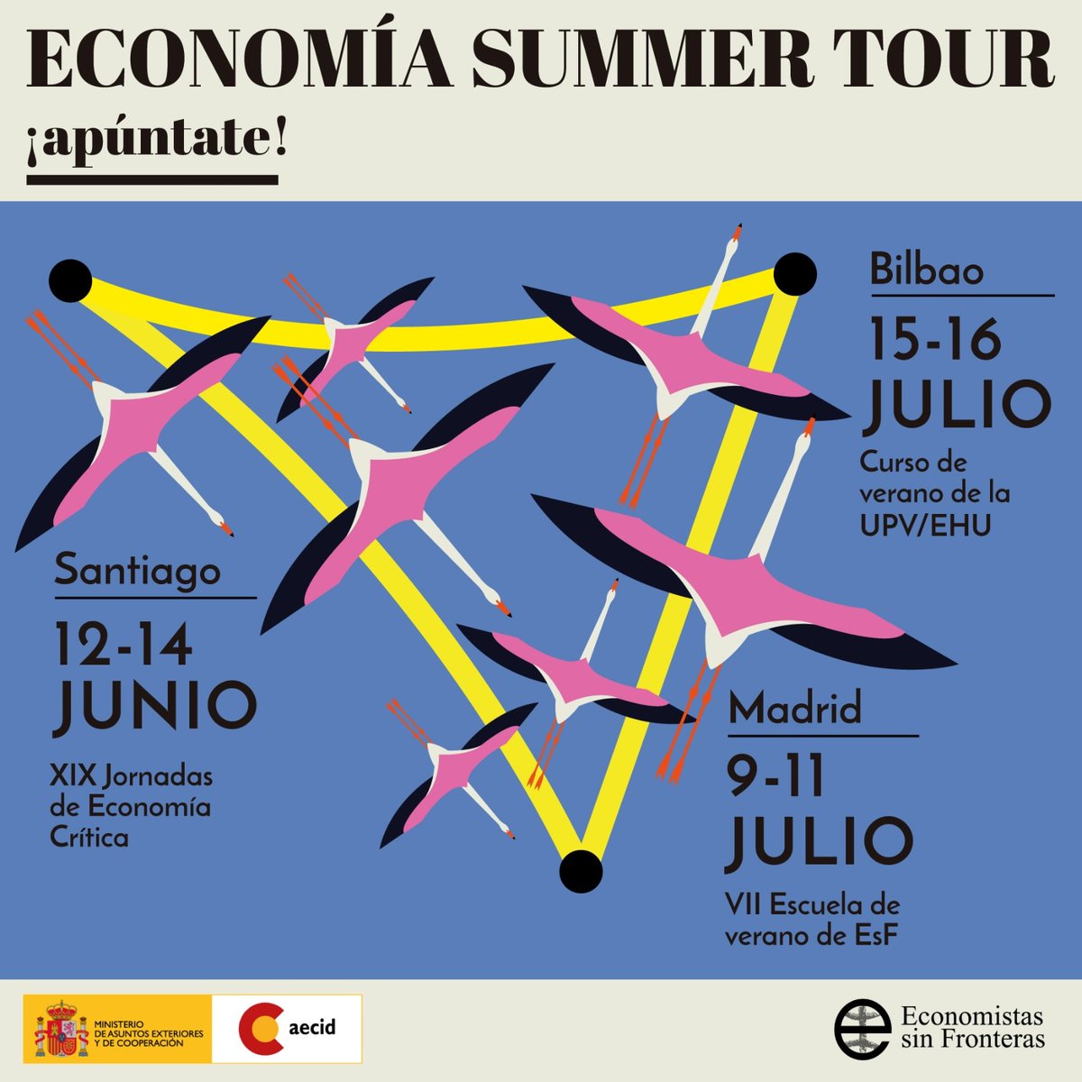 🌞🌊😎¡Disfruta de un plan veraniego diferente con #EconomiaSummerTour 2024! Cursos de verano sobre otras formas de hacer economía en Santiago de Compostela, Madrid y Bilbao. 
Contamos con diferentes tipos de becas para cada uno de ellos. Toda la info: ecosfron.org/economia-summe…