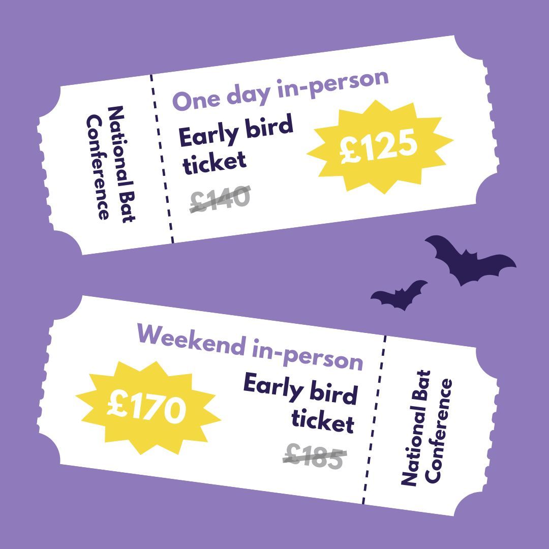 Get your tickets now for the National Bat Conference and save with our early bird pricing! #NatBatConf 🦇 Book here: buff.ly/3bHcprf