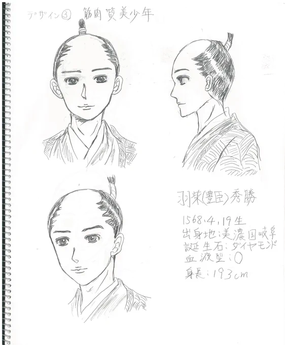 #イラスト
#歴史創作
キャラクターデザイン② 
秀勝&amp;吉継 