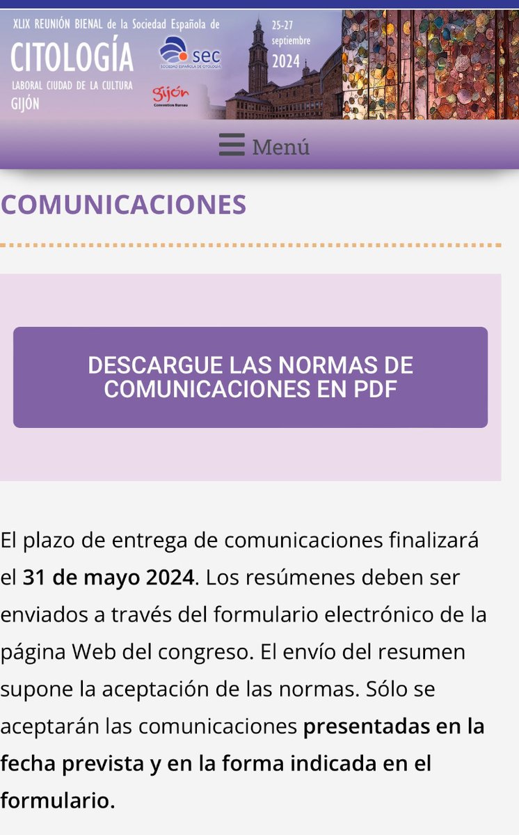 Os recordamos que se va acercando la fecha del deadline para enviar vuestros trabajos. 🔗secitologia.org/xlix-reunion-s… #SEC2024Gijon #Citologia