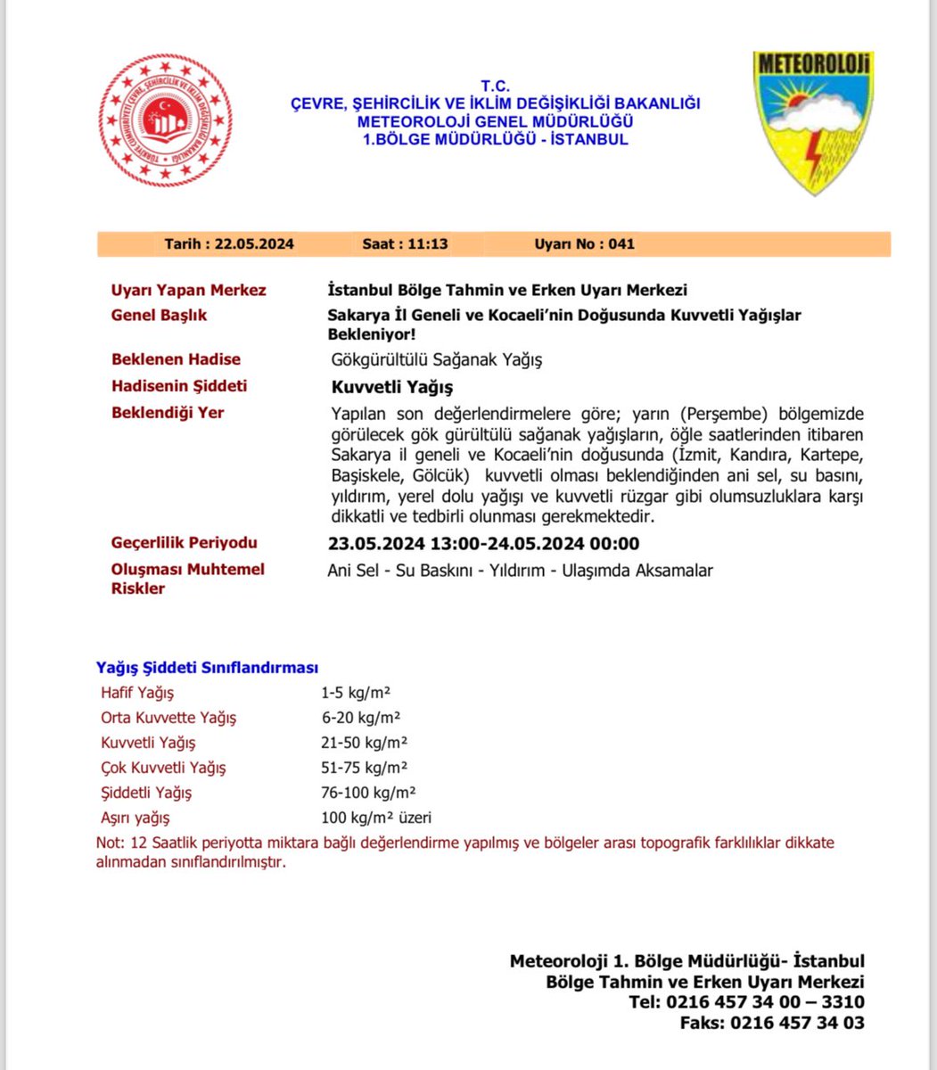 📣 KUVVETLİ YAĞIŞ UYARISI📢

Meteoroloji verilerine göre; 🌨

👉Yarın (Perşembe günü) İlimizde görülecek gök gürültülü sağanak yağışların öğlen saatlerinden itibaren kuvvetli olması beklenmektedir.☔️

⚠️Olumsuz hava koşullarına karşı dikkatli ve tedbirli olunması gerekmektedir‼️