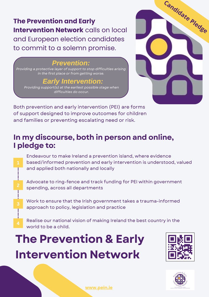 📢PEIN calls on all candidates in the upcoming local & European elections to take the Prevention & Early Intervention pledge. Tagging party leaders to lead by example #prevention #traumainformed